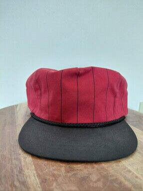 Black & Red Pinstripe Pattern Rope Hat OS
